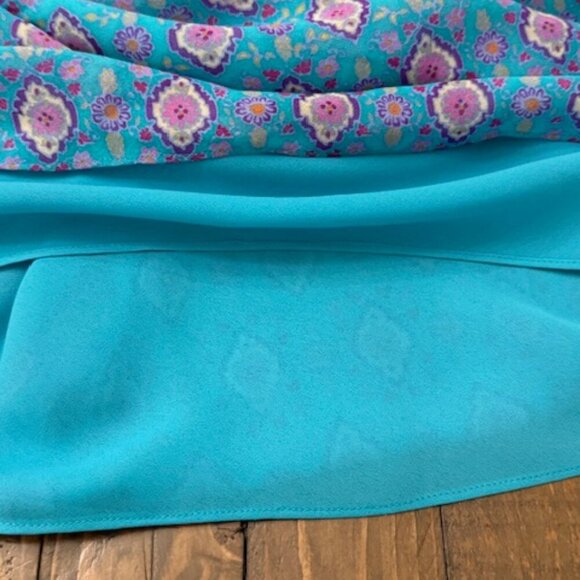 Ann Taylor Strappy Blue & Pink Silk Midi Slip Dress Y2K Size 10 - Picture 5 of 6